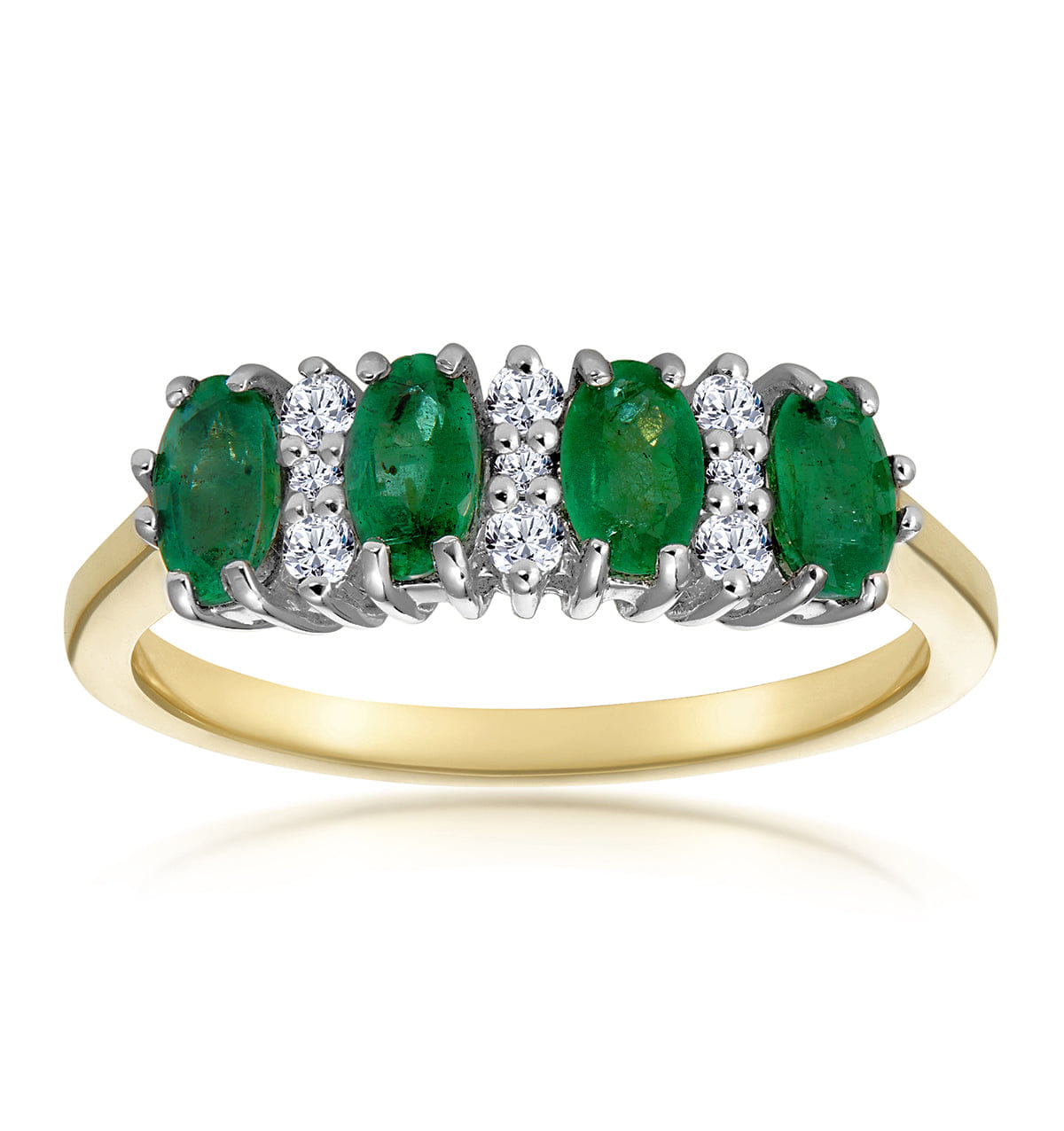 Diamond Emerald 0.94ct And Diamond 9K Gold Ring
