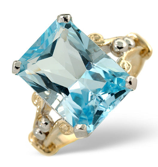 Yellow Blue Topaz 9.35CT 9K Yellow Gold Ring