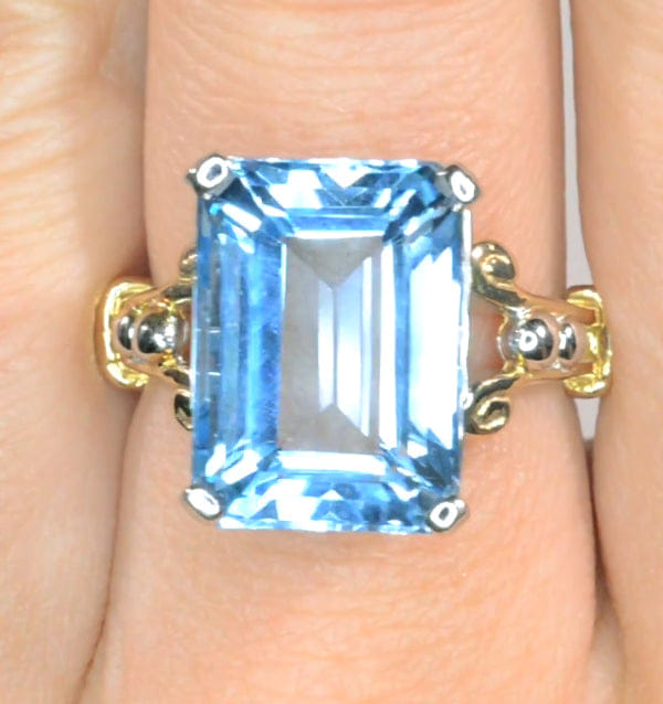 Yellow Blue Topaz 9.35CT 9K Yellow Gold Ring