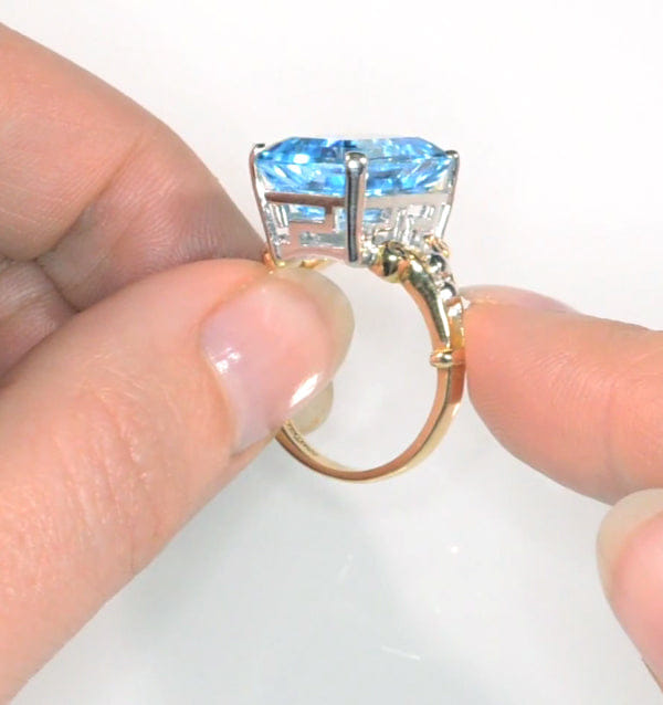 Yellow Blue Topaz 9.35CT 9K Yellow Gold Ring