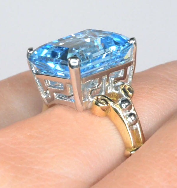 Yellow Blue Topaz 9.35CT 9K Yellow Gold Ring