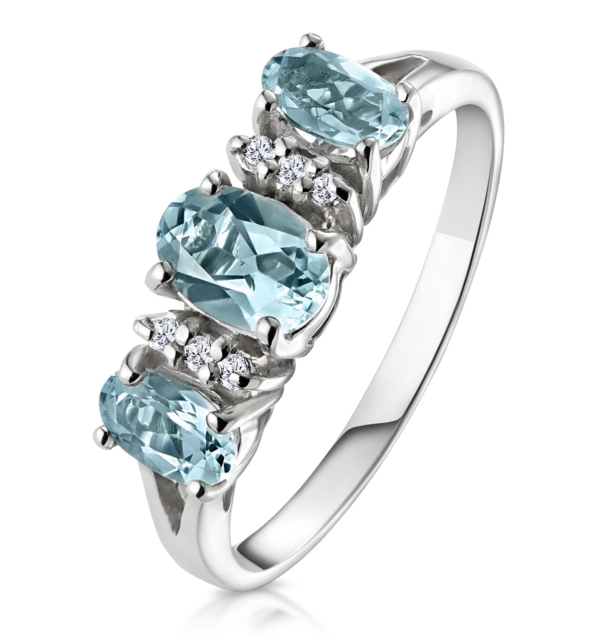 Diamond Aquamarine 0.80CT And Diamond 9K White Gold Ring