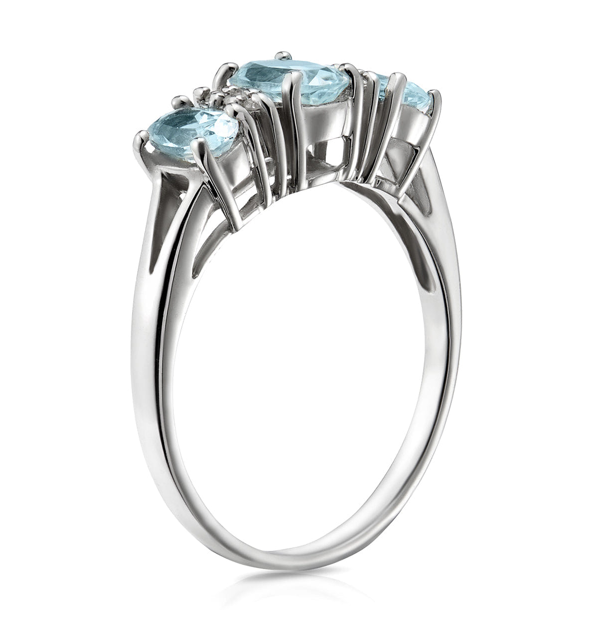 Diamond Aquamarine 0.80CT And Diamond 9K White Gold Ring