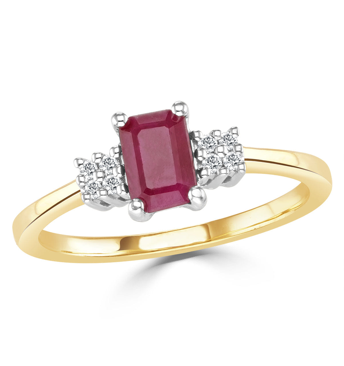 Diamond Ruby 6 x 4 mm And Diamond 9K Gold Ring A4334