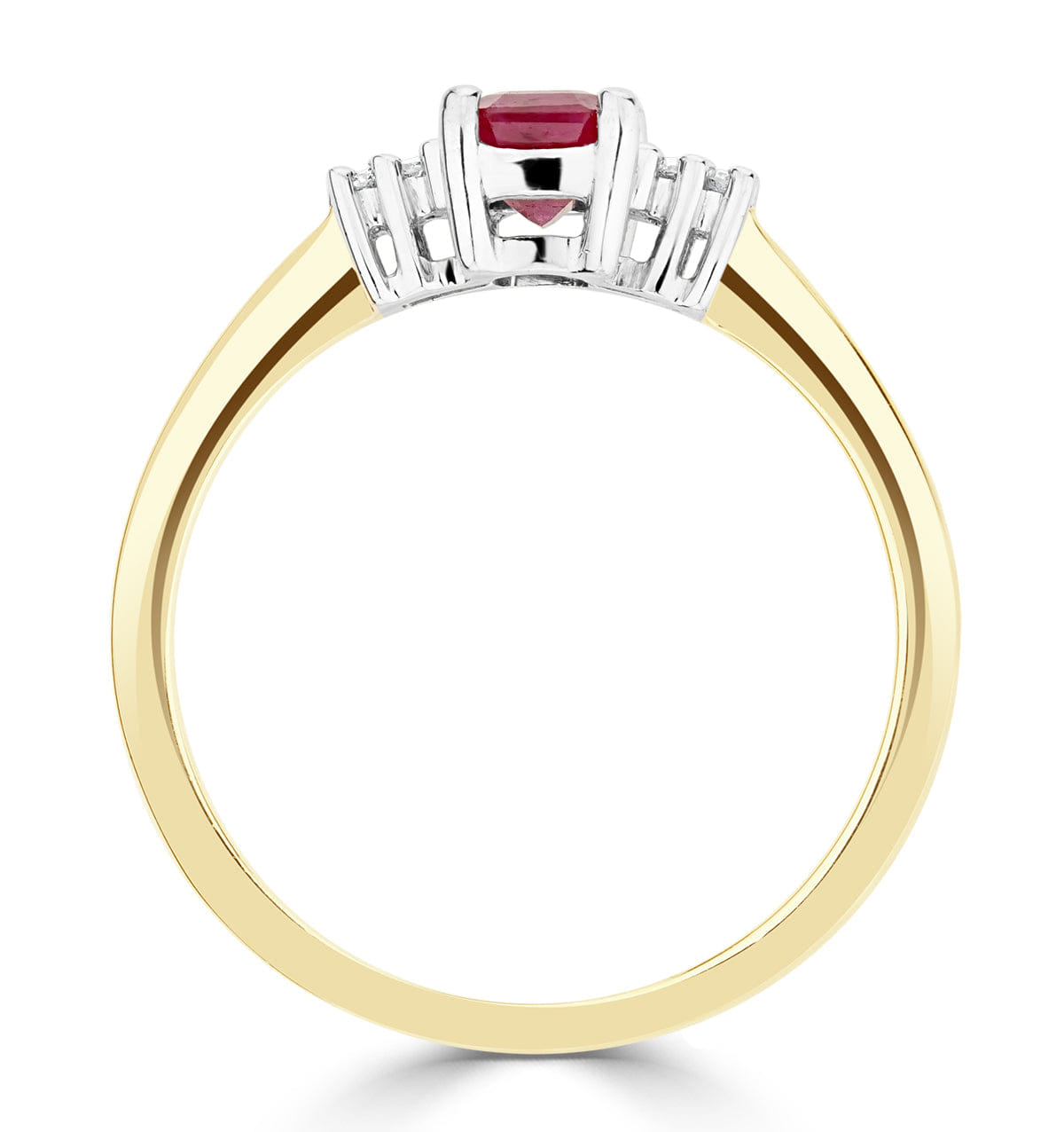 Diamond Ruby 6 x 4 mm And Diamond 9K Gold Ring A4334