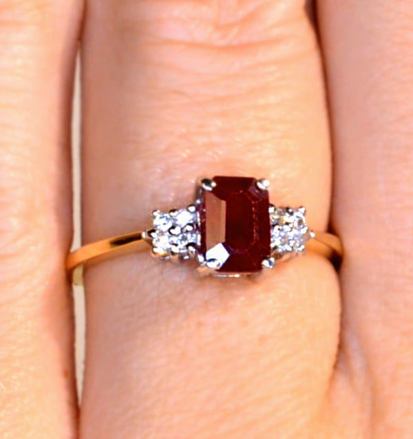 Diamond Ruby 6 x 4 mm And Diamond 9K Gold Ring A4334