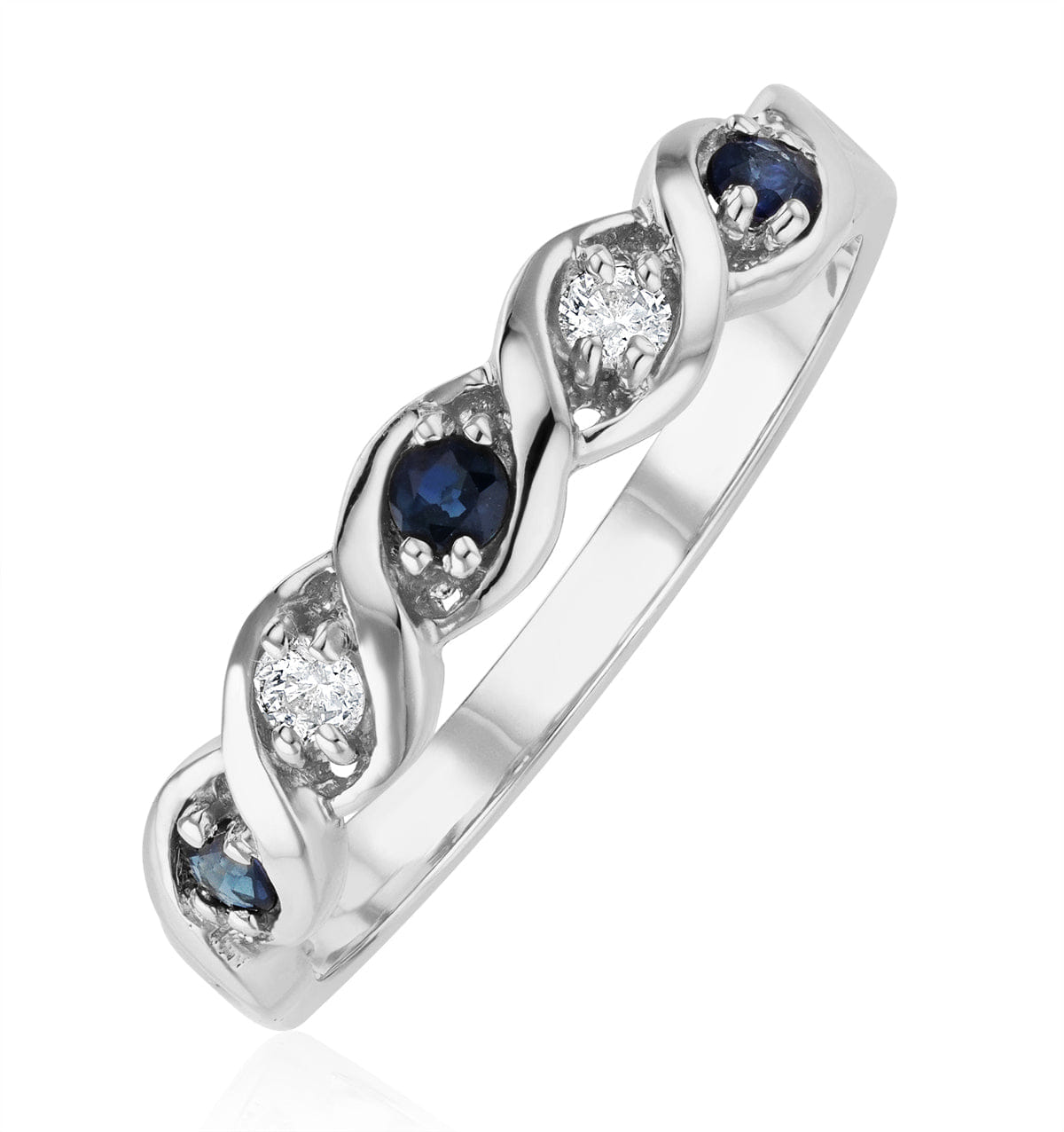 Diamond Sapphire 2.25 x 2.25 mm And Diamond 9K White Gold Ring