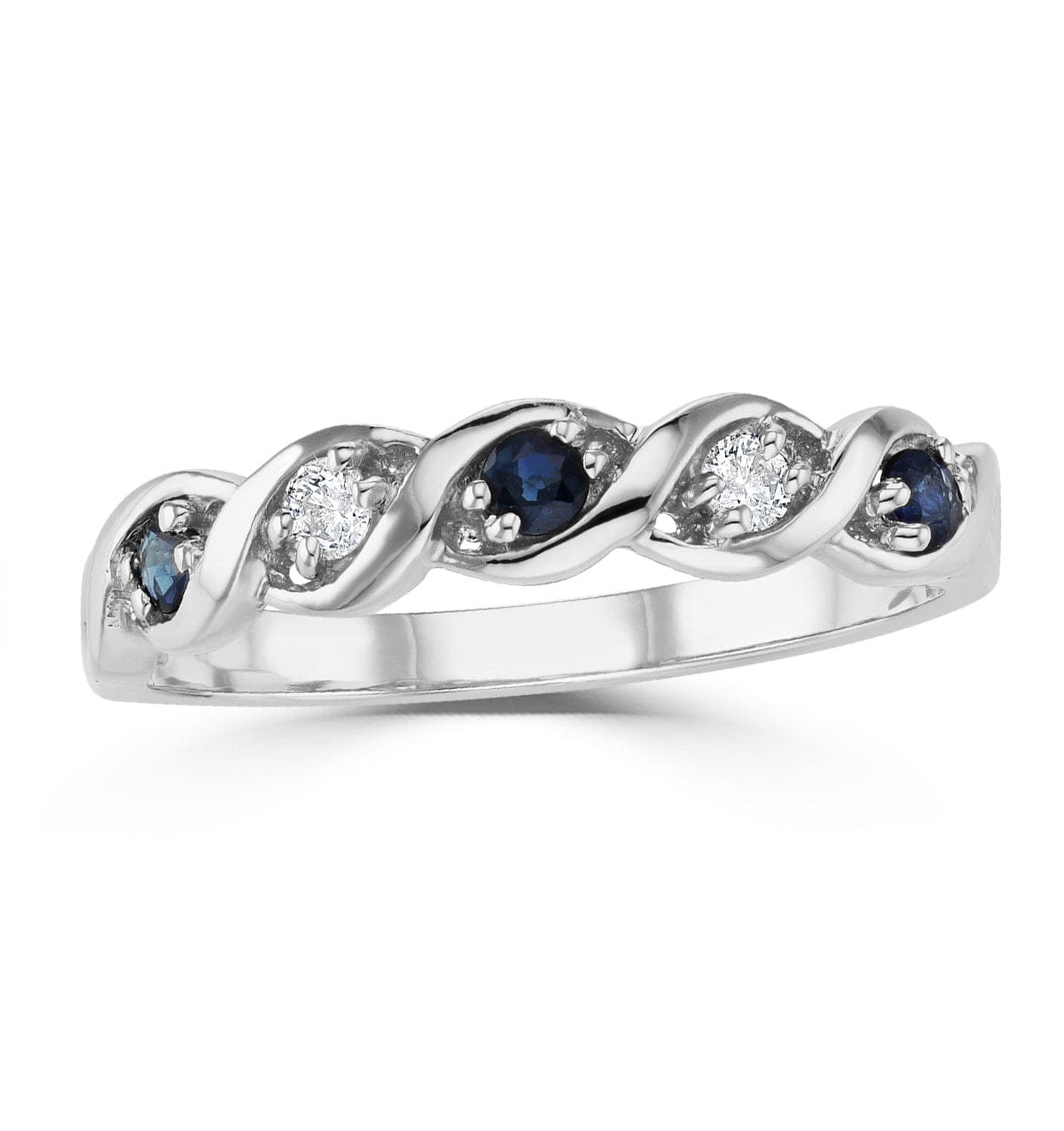 Diamond Sapphire 2.25 x 2.25 mm And Diamond 9K White Gold Ring
