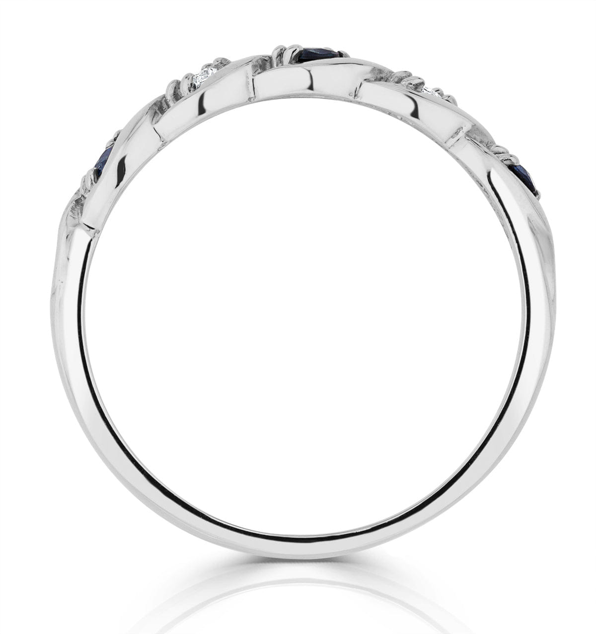 Diamond Sapphire 2.25 x 2.25 mm And Diamond 9K White Gold Ring