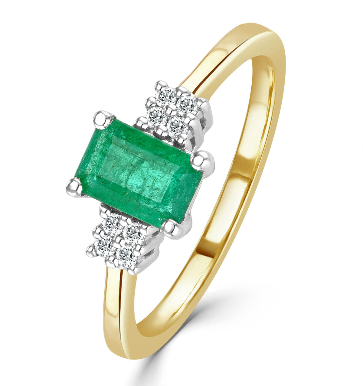 Diamond Emerald 0.65ct And Diamond 9K Gold Ring