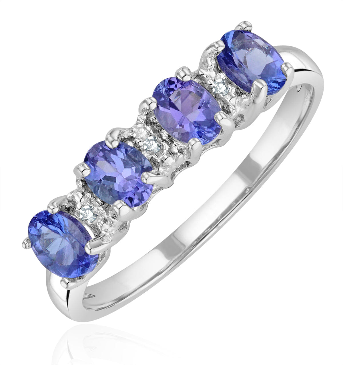 Diamond Tanzanite 0.76CT And Diamond 9K White Gold Ring