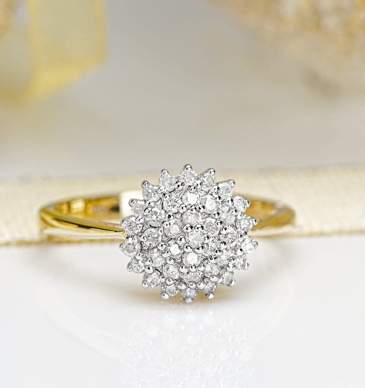 Diamond 9K Gold Diamond Cluster Ring 0.50ct - E5607