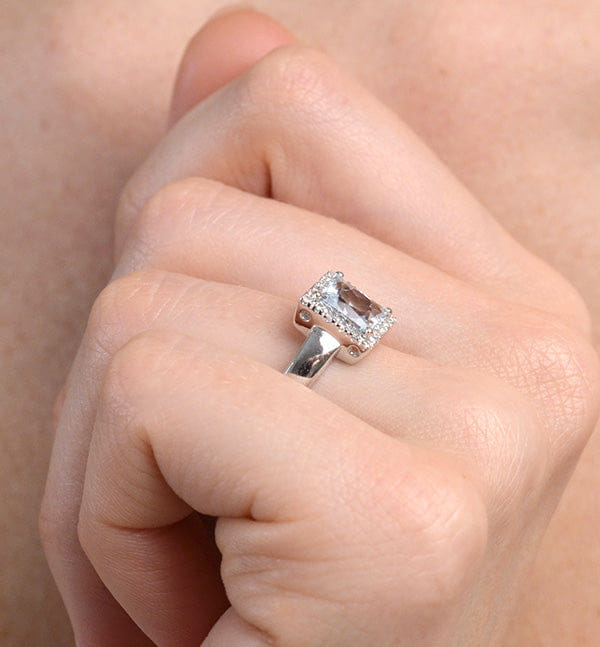 Diamond Aquamarine 1.42CT And Diamond 9K White Gold Ring