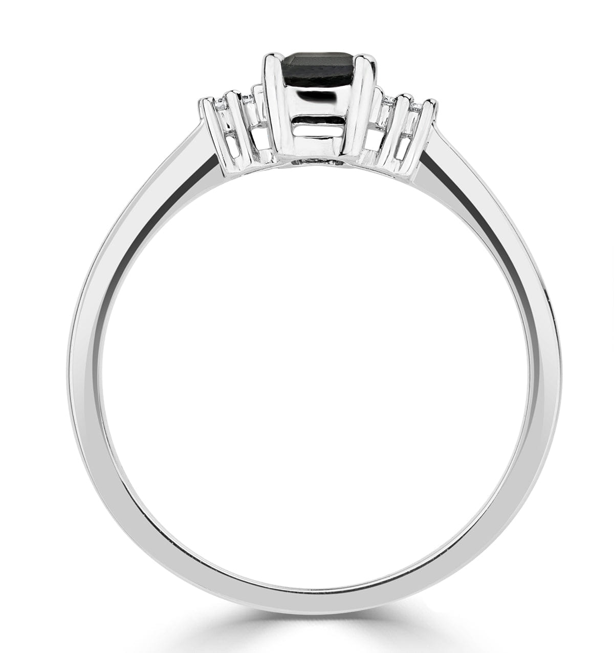 Diamond Sapphire 6 x 4 mm And Diamond 9K White Gold Ring