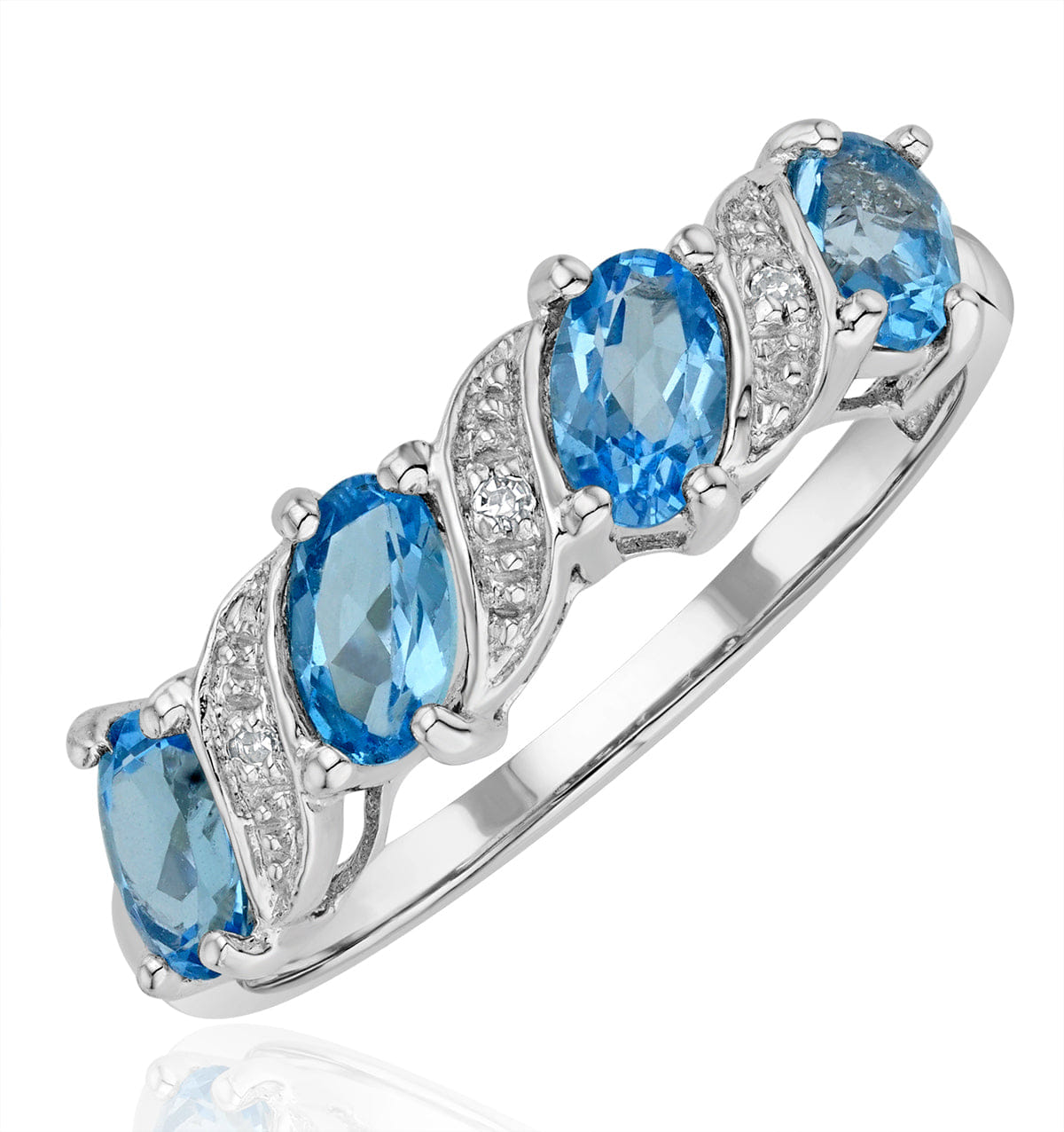 Diamond Blue Topaz 0.98CT And Diamond 9K White Gold Ring