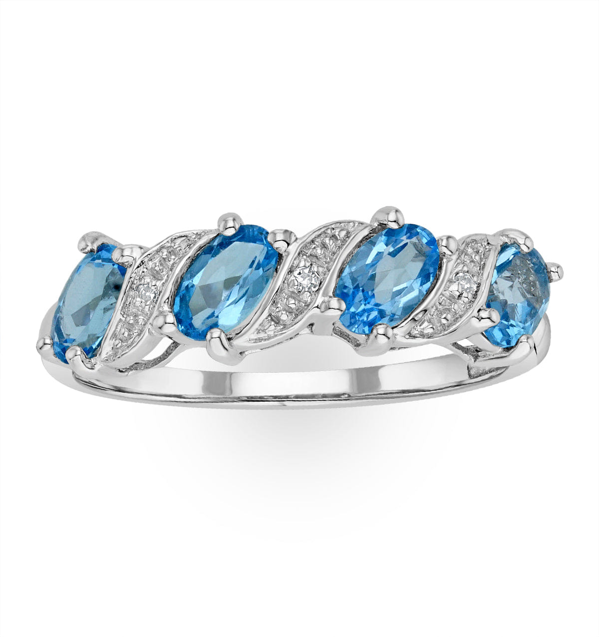 Diamond Blue Topaz 0.98CT And Diamond 9K White Gold Ring