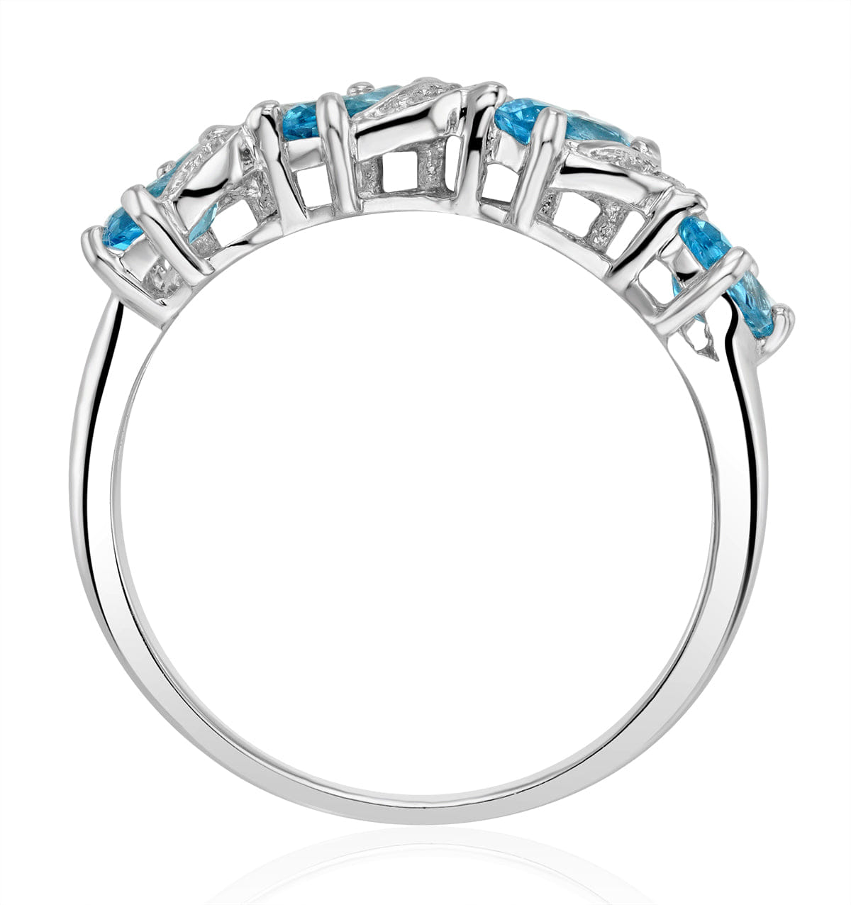 Diamond Blue Topaz 0.98CT And Diamond 9K White Gold Ring