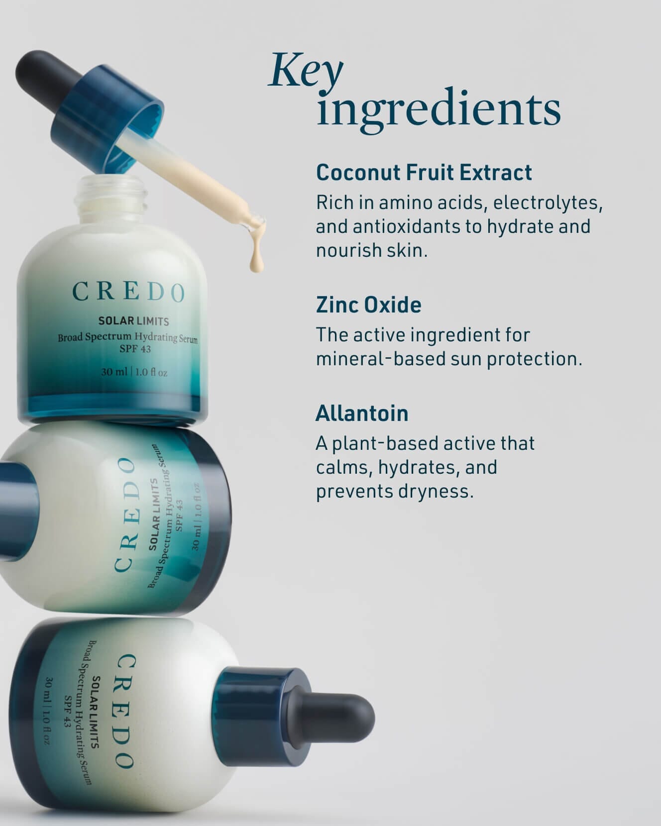 Credo Skincare Solar Limits Broad Spectrum SPF 43 Sheer Hydrating Sunscreen Serum