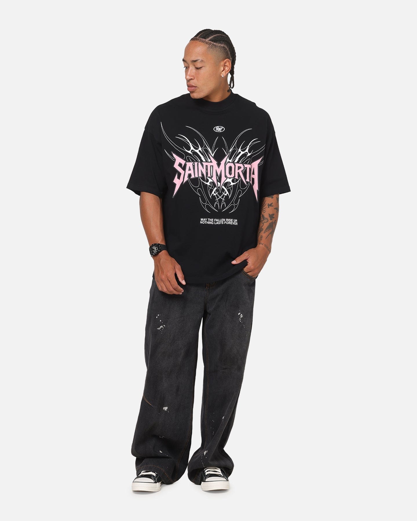 Saint Morta Fallen Tribal Boxy T - Shirt Black