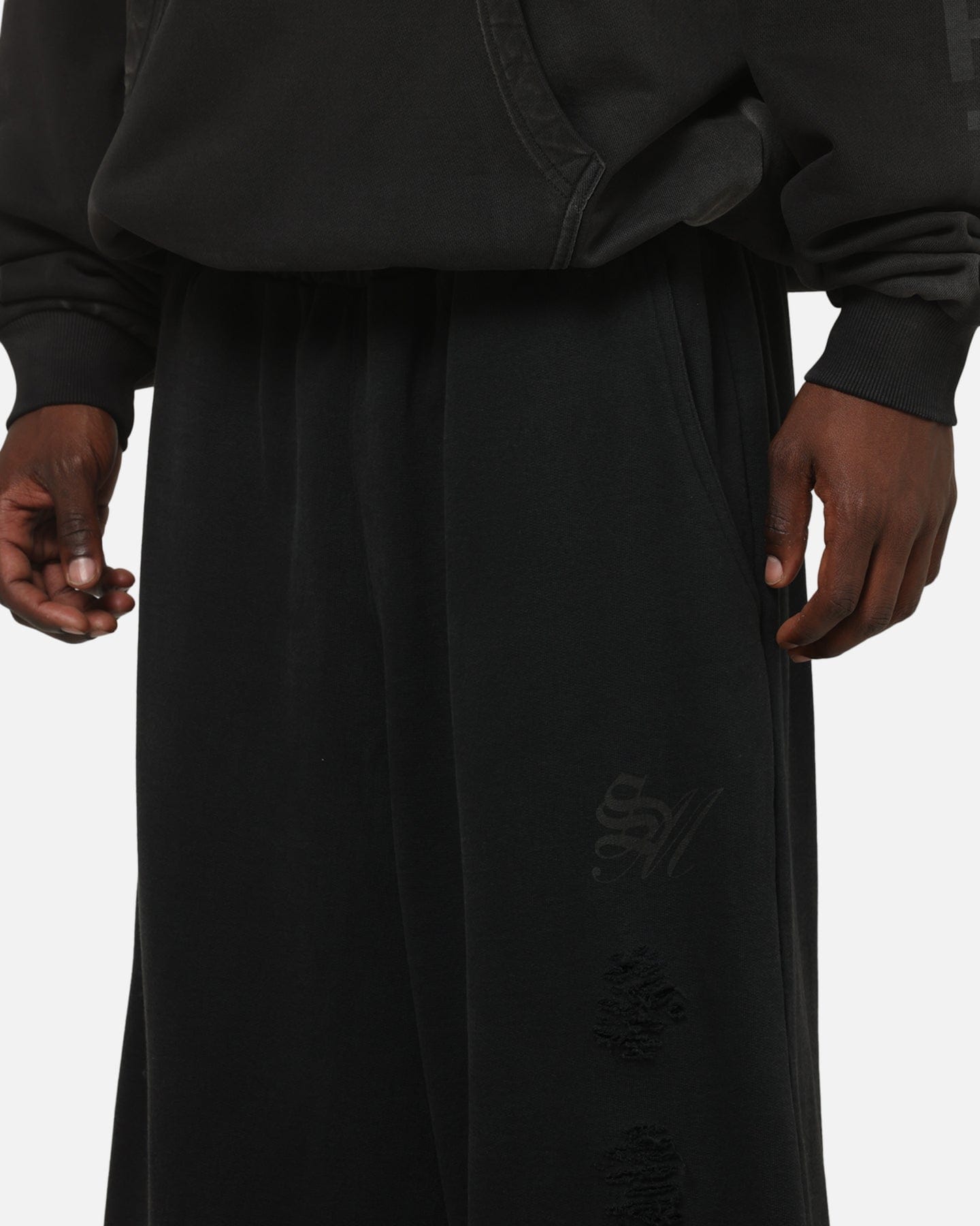 Saint Morta Distressed Baggy Sweatpants Black Wash