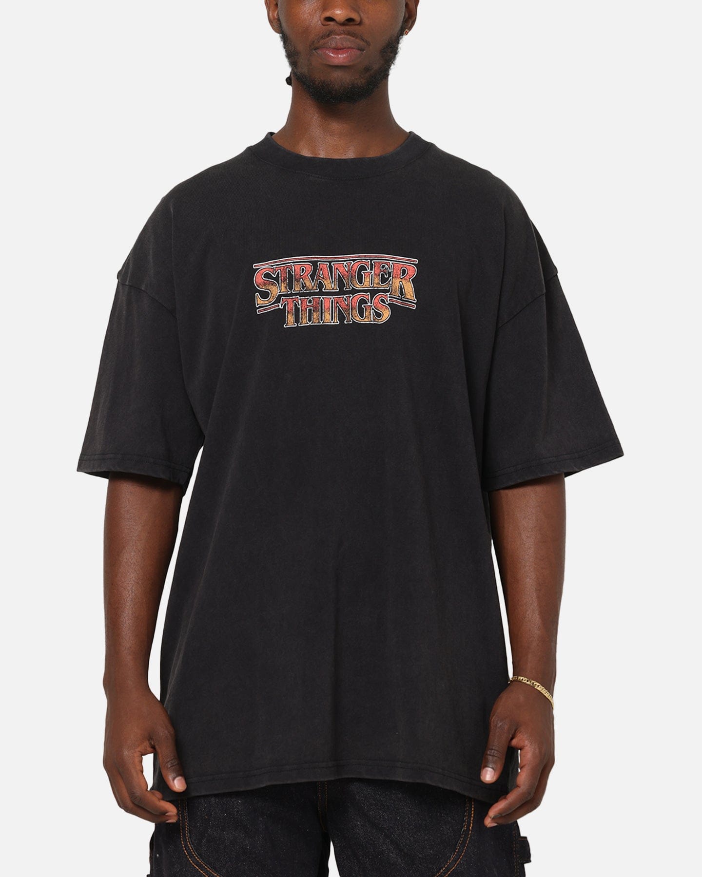 73studio x Stranger Things Hawkins Heroes T - Shirt Black Acidwash