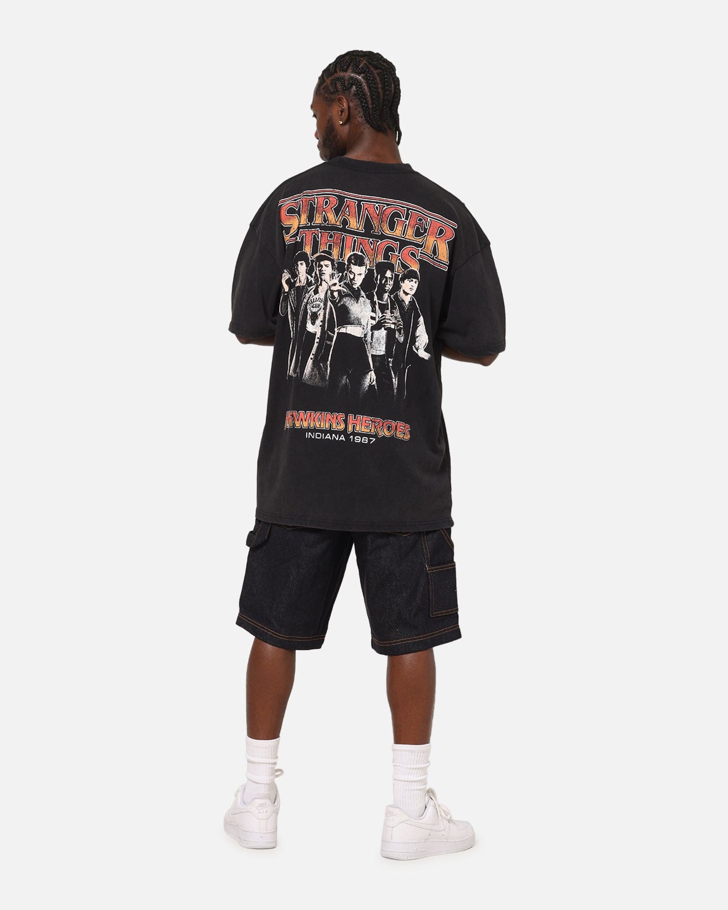 73studio x Stranger Things Hawkins Heroes T - Shirt Black Acidwash