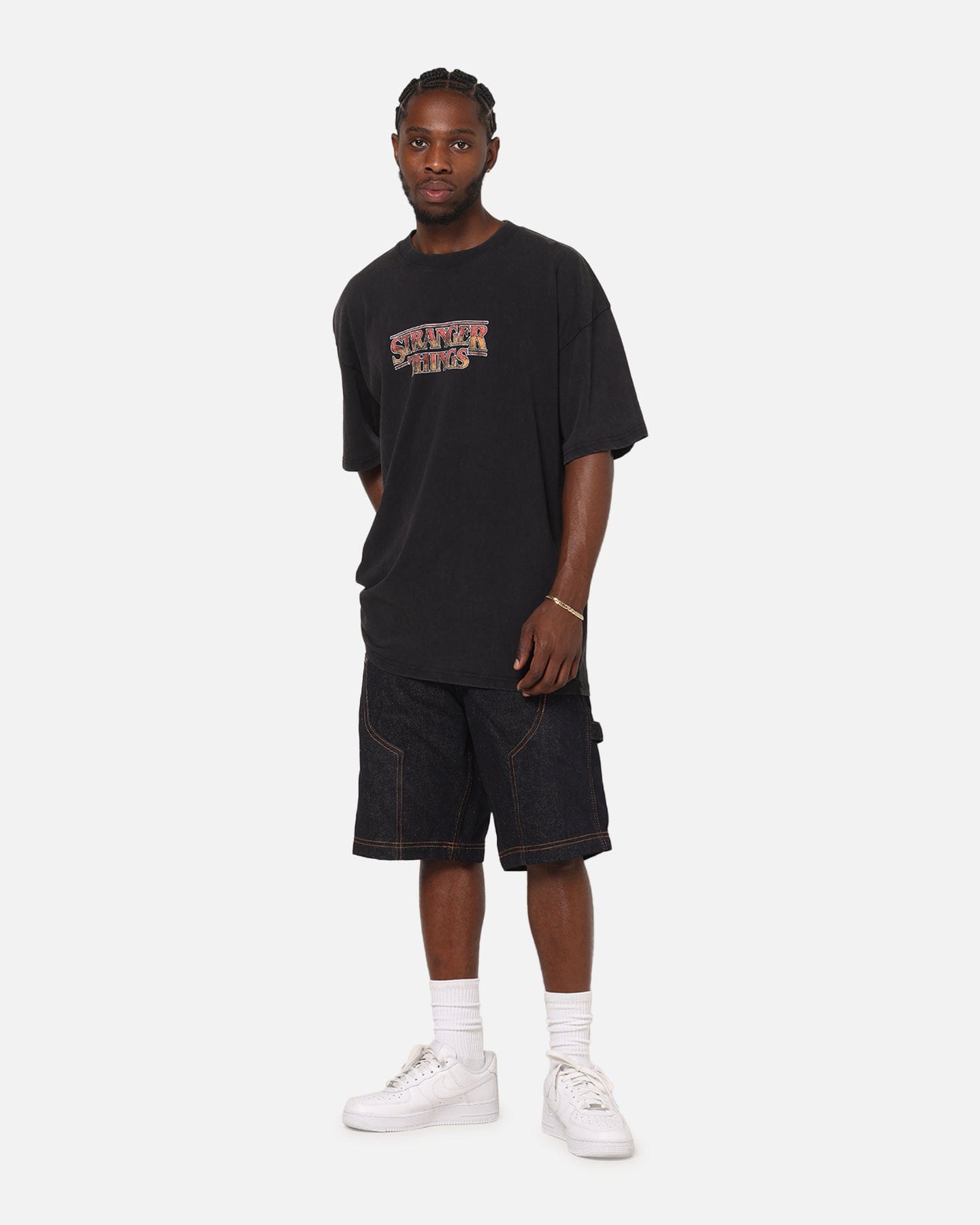 73studio x Stranger Things Hawkins Heroes T - Shirt Black Acidwash