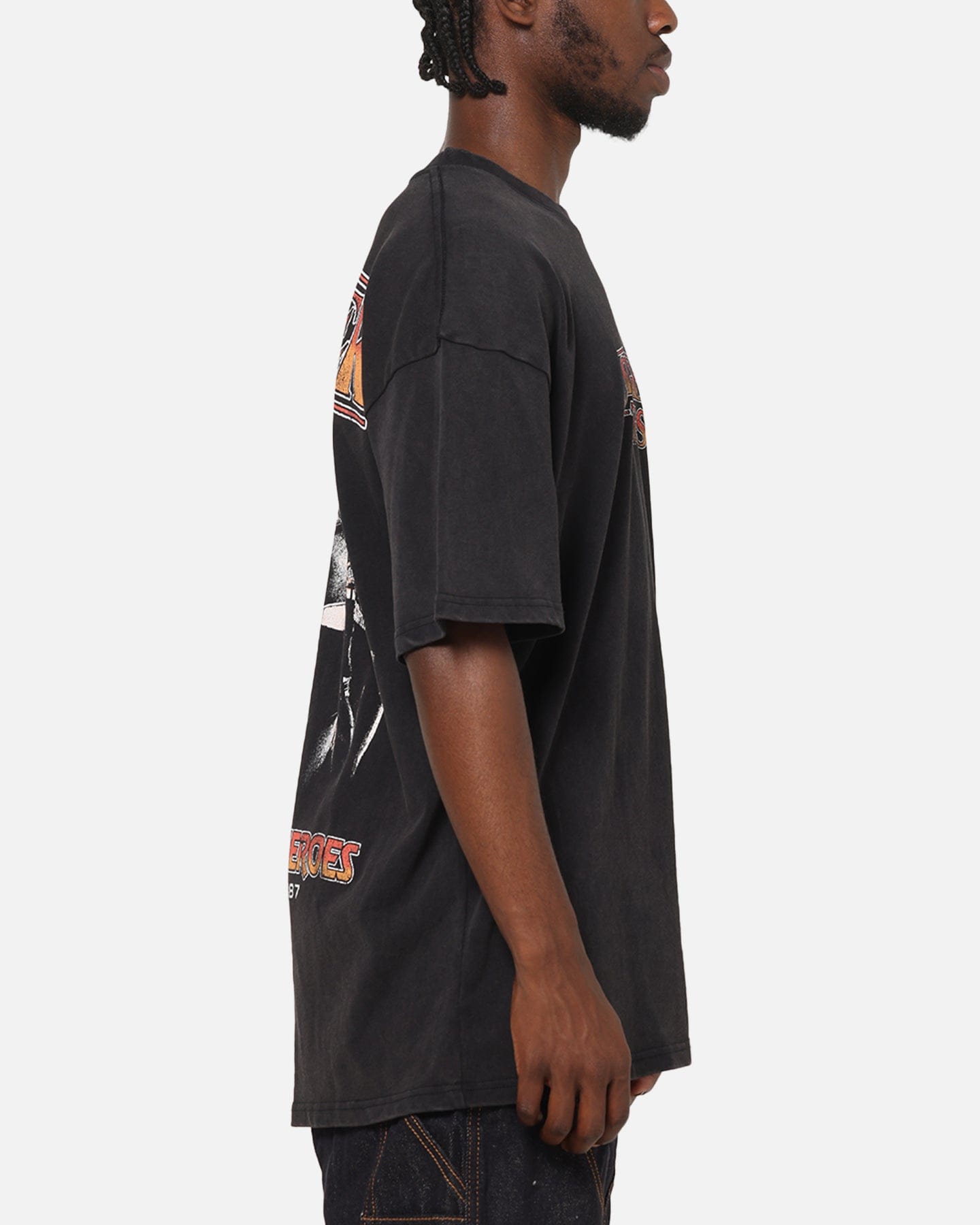 73studio x Stranger Things Hawkins Heroes T - Shirt Black Acidwash
