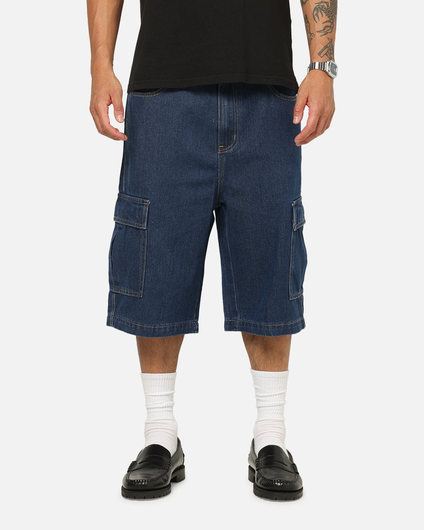 X - Large Baggy Cargo Denim 91 Shorts Dark Indigo