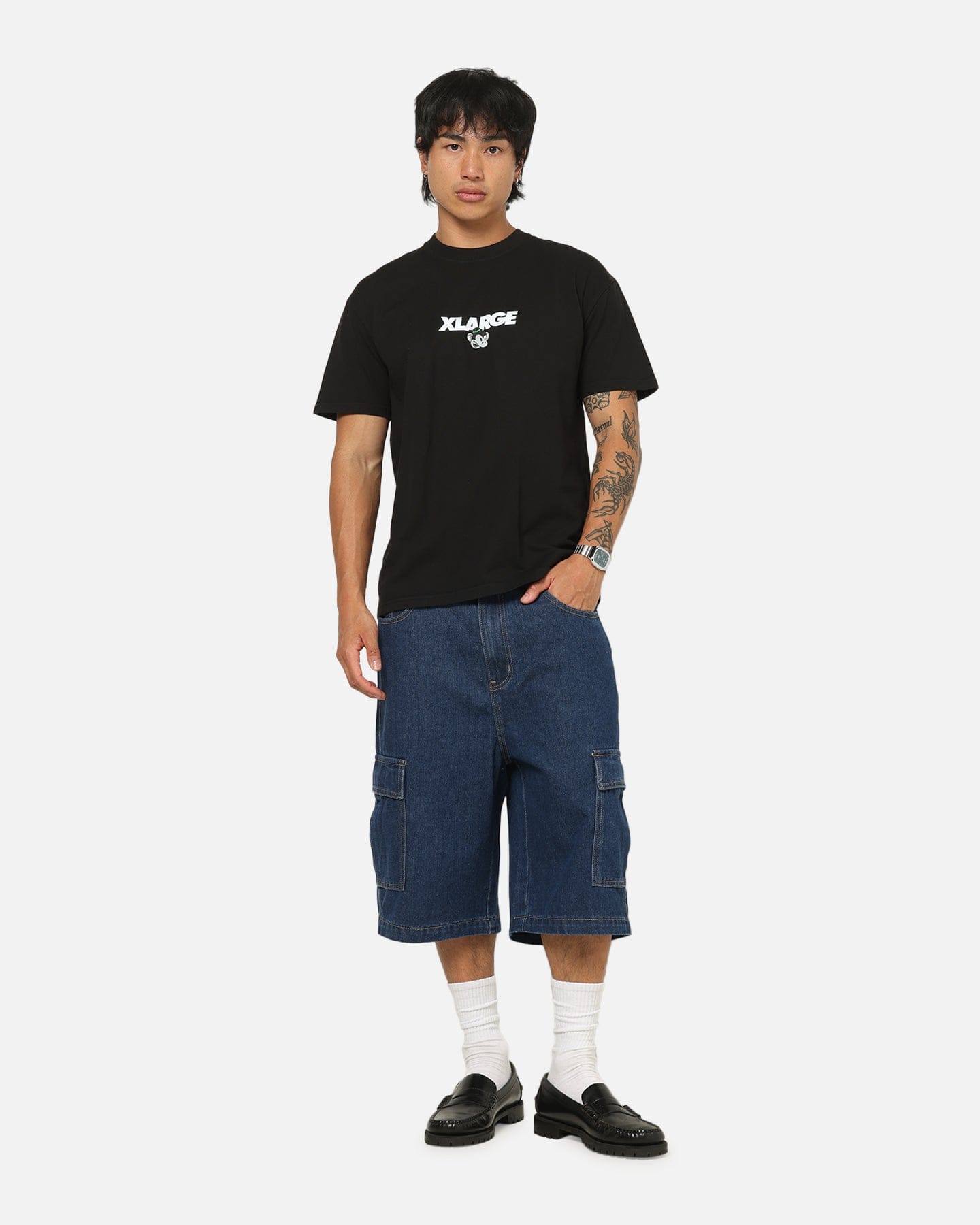 X - Large Baggy Cargo Denim 91 Shorts Dark Indigo