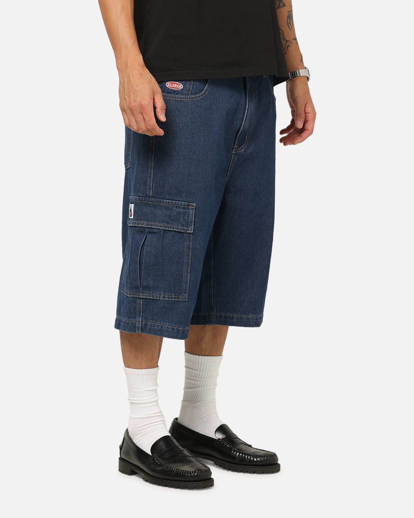 X - Large Baggy Cargo Denim 91 Shorts Dark Indigo