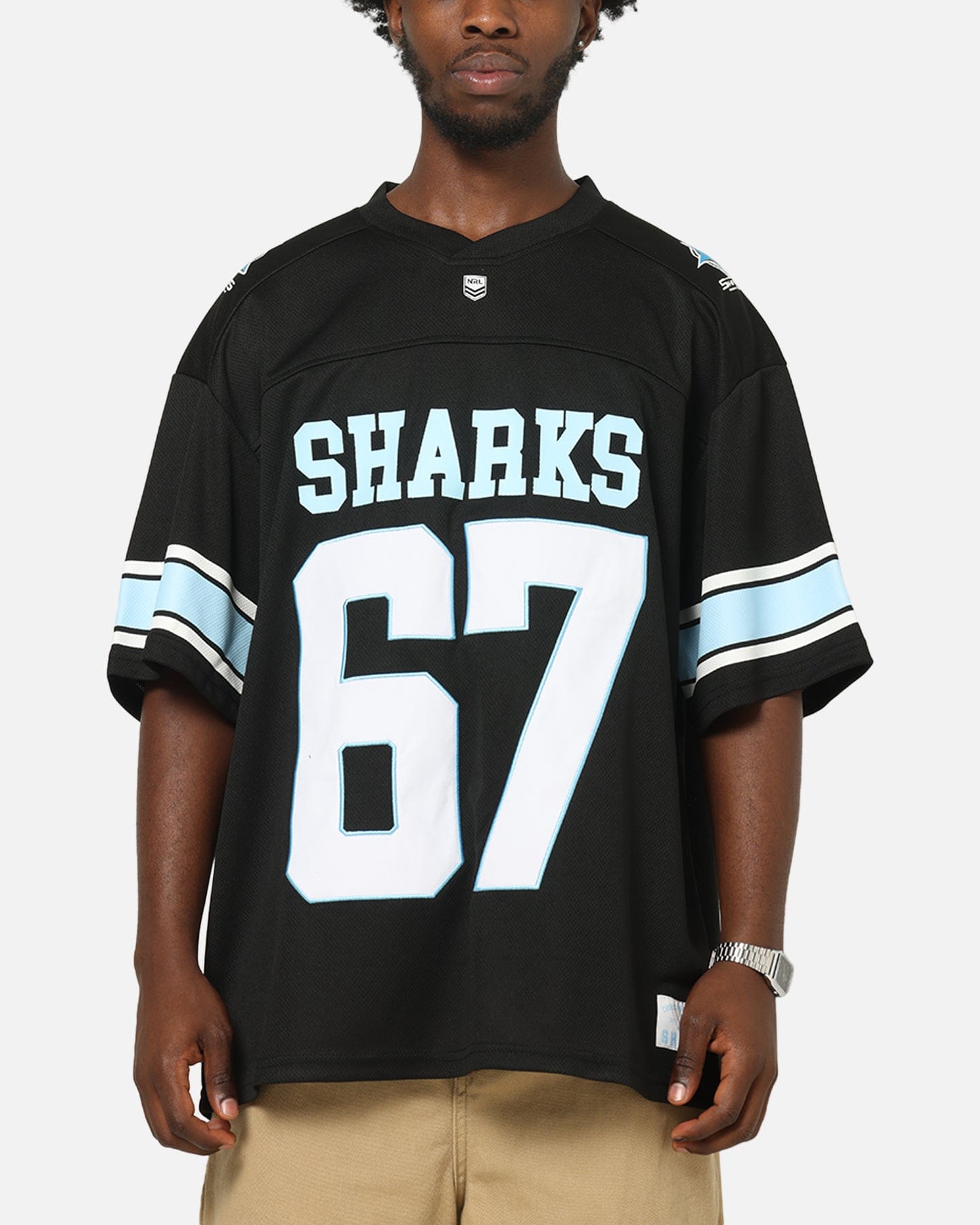 Bleacher Athletic Cronulla - Sutherland Sharks NRL Gridiron Mesh Jersey Official Team Color