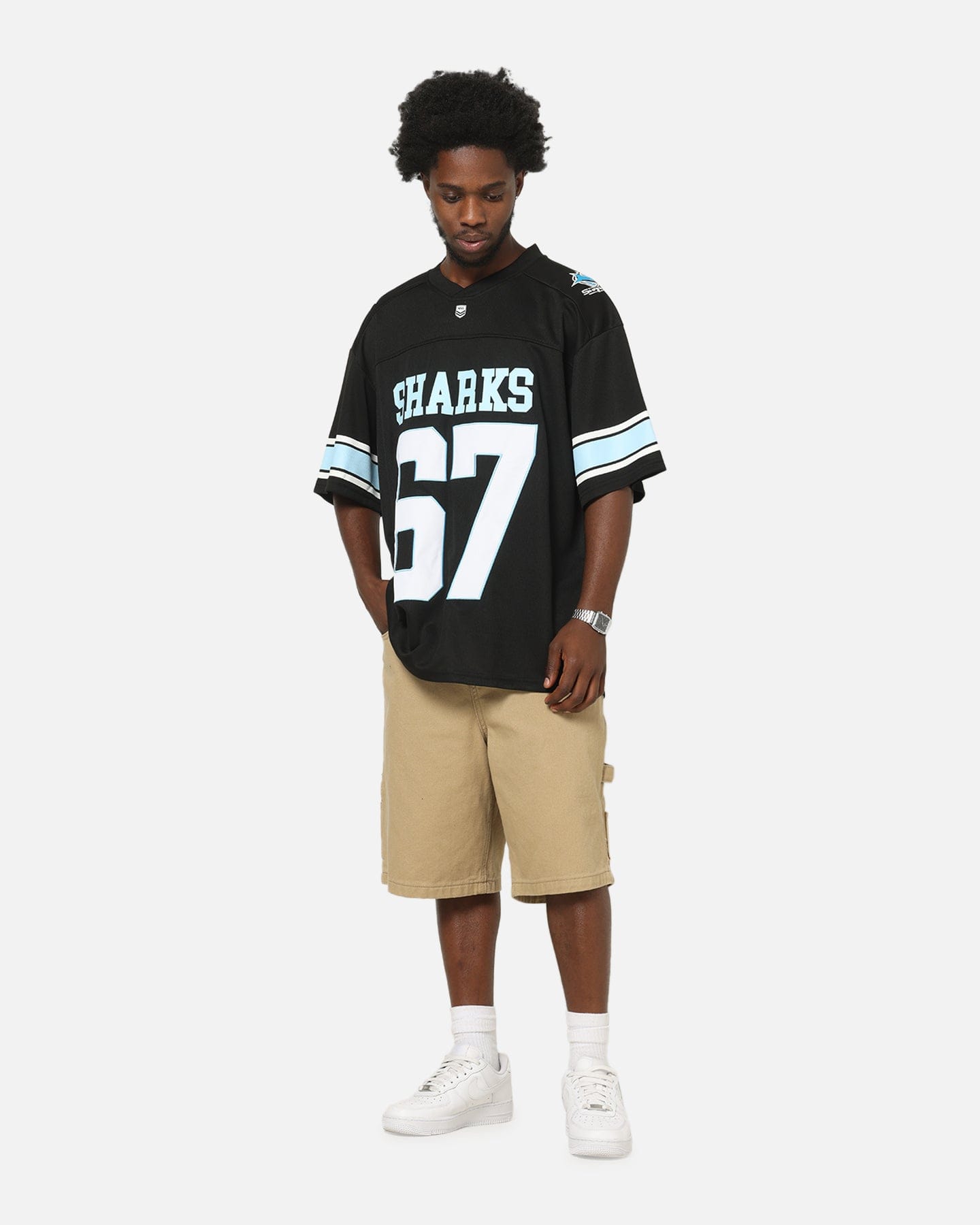 Bleacher Athletic Cronulla - Sutherland Sharks NRL Gridiron Mesh Jersey Official Team Color