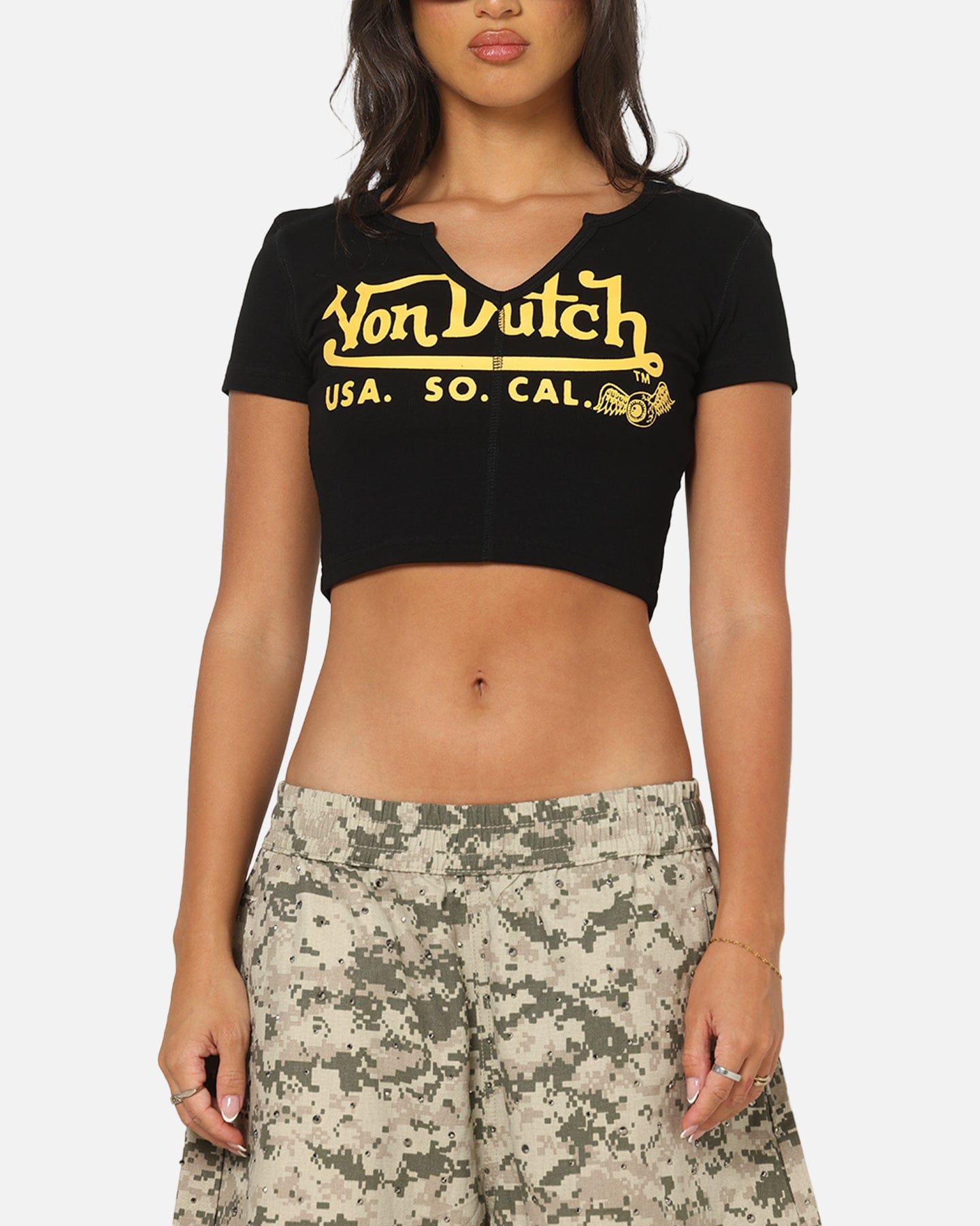 Von Dutch Women's Cropped T - Shirt Black