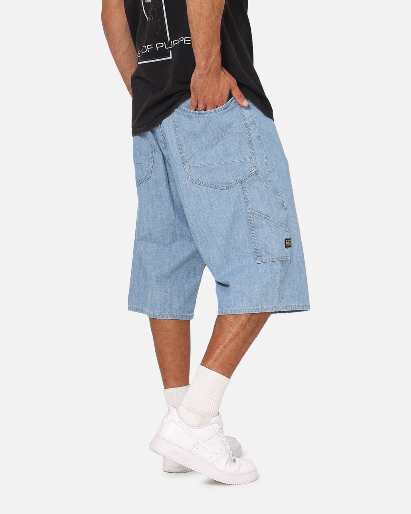 G - Star Bam Logger Denim Shorts Vintage Blue