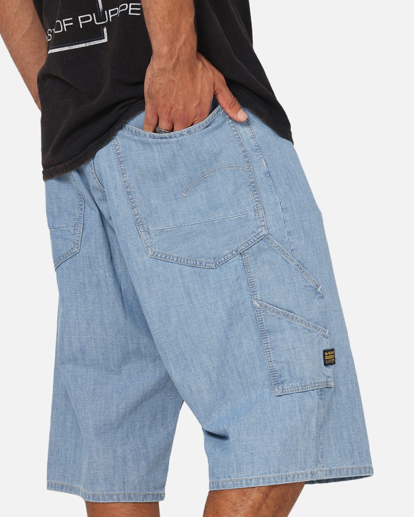 G - Star Bam Logger Denim Shorts Vintage Blue