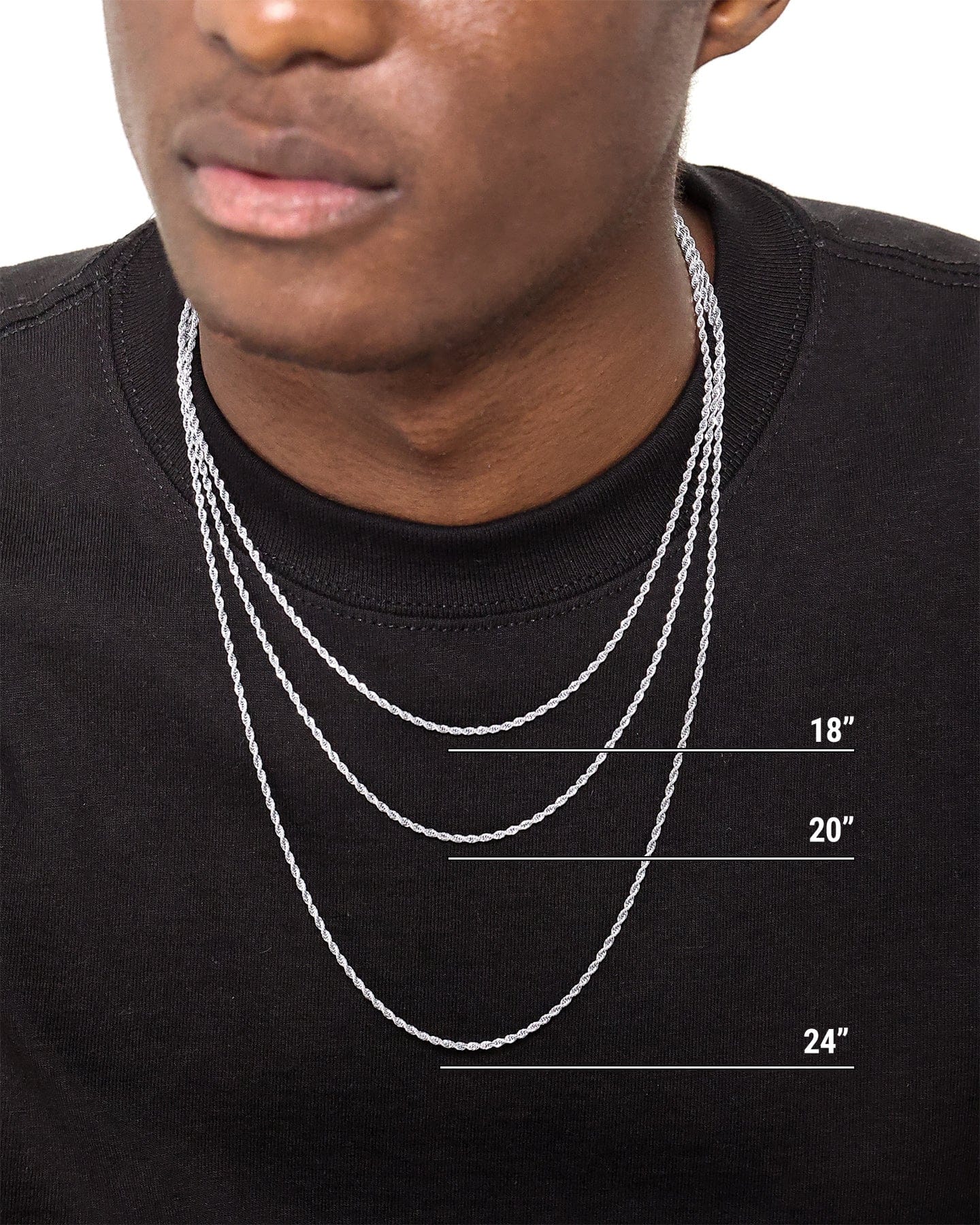 Saint Morta 2 mm Rope Chain White Gold