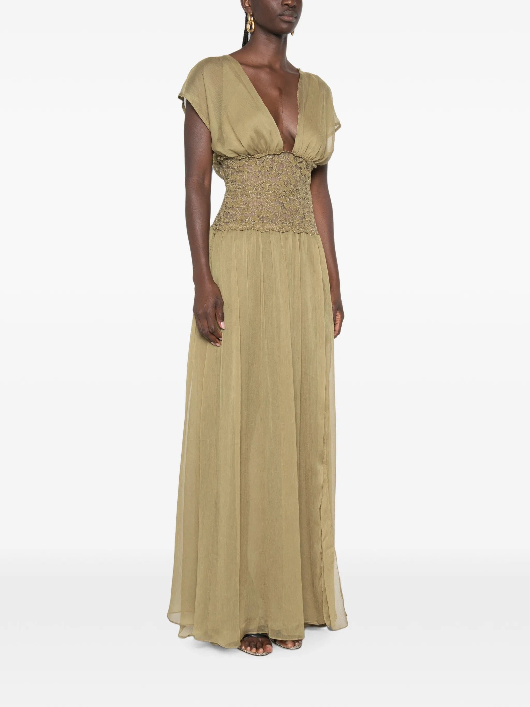 Arcina ORI Mary Jane lace - panelled maxi dress