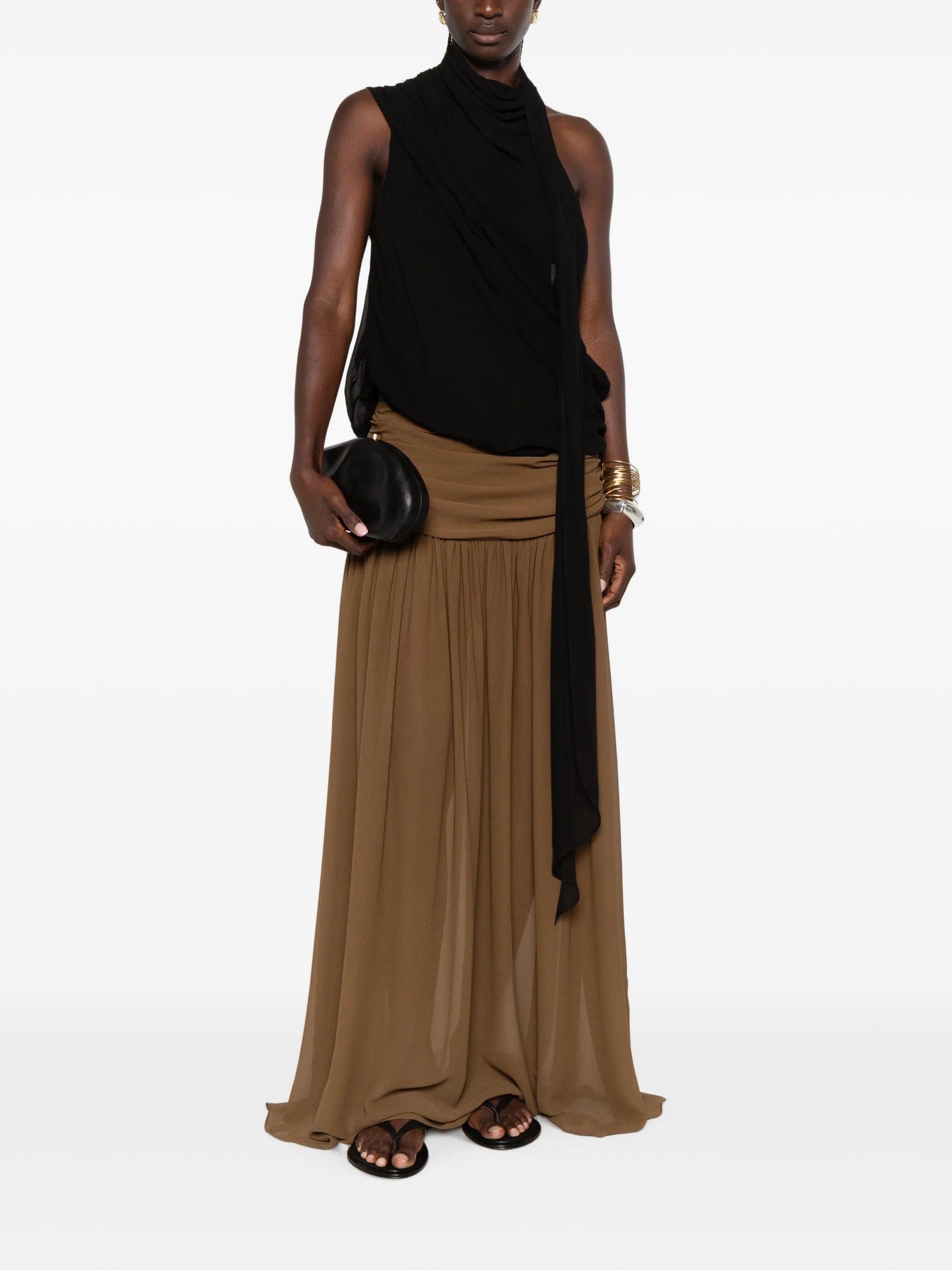 De la Vali Agapito ruched maxi skirt