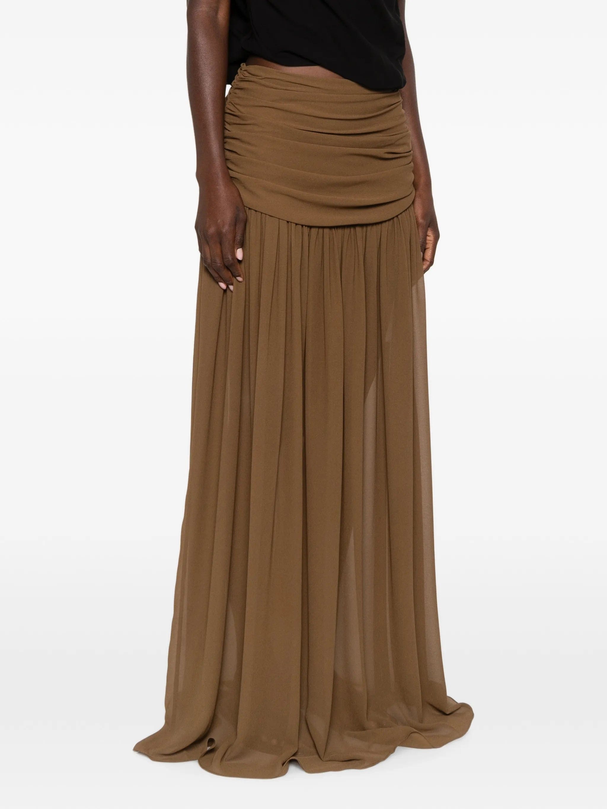 De la Vali Agapito ruched maxi skirt