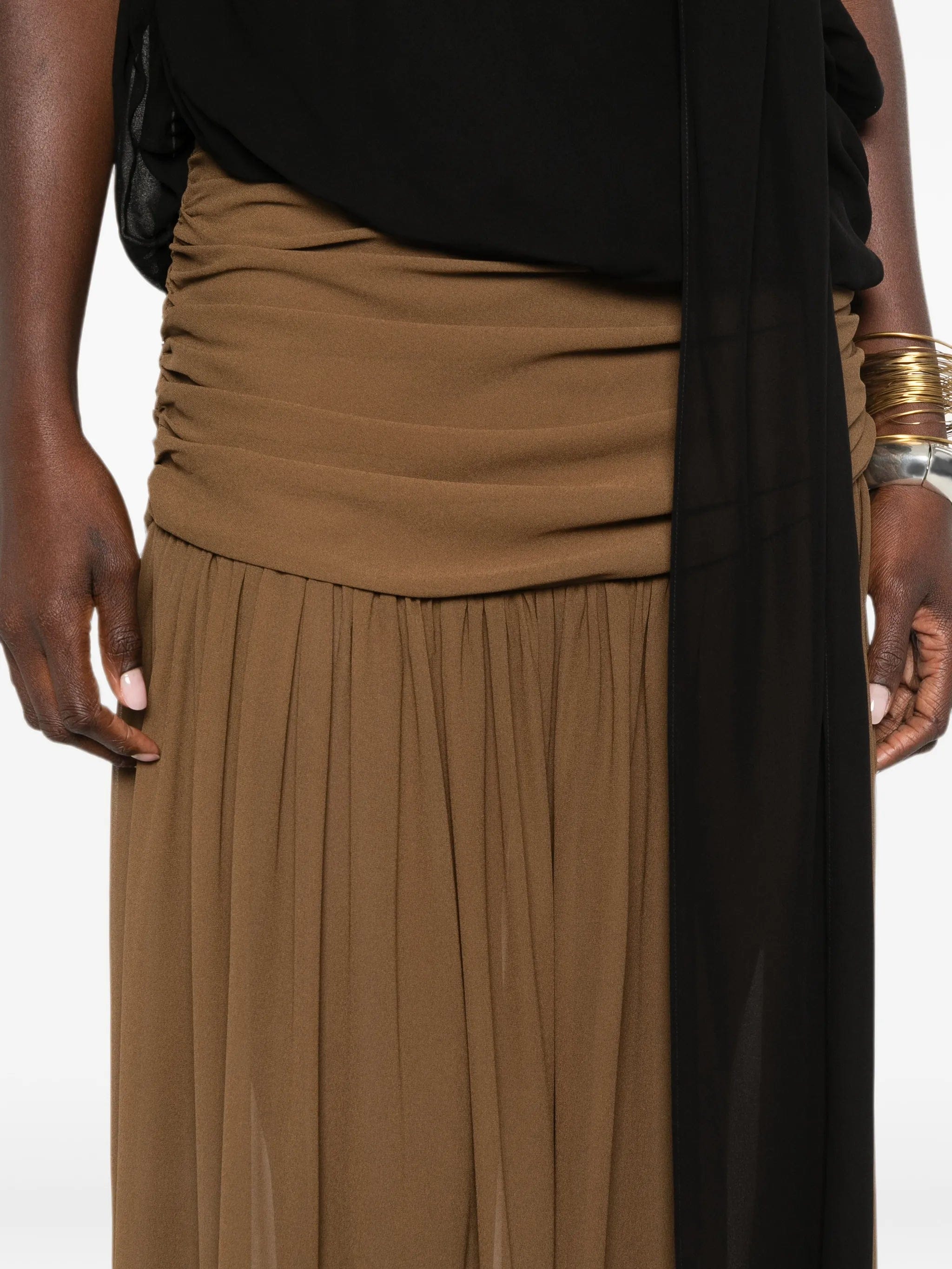 De la Vali Agapito ruched maxi skirt