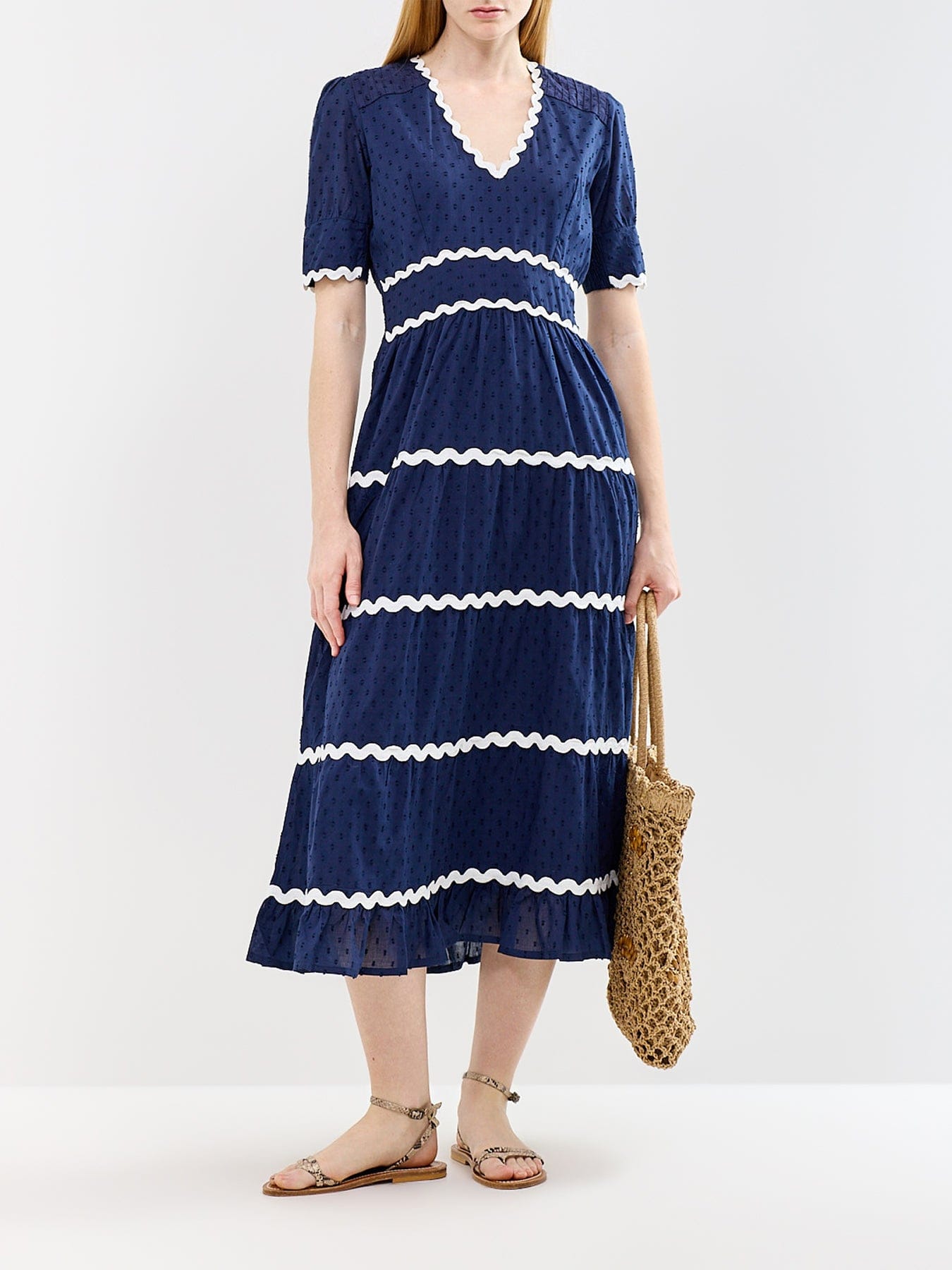 Aspiga Viola Ric Rac Maxi Dress Navy