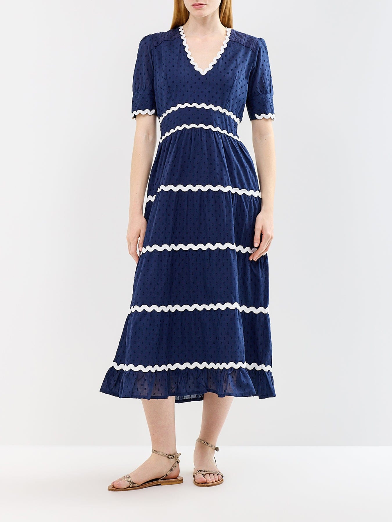 Aspiga Viola Ric Rac Maxi Dress Navy