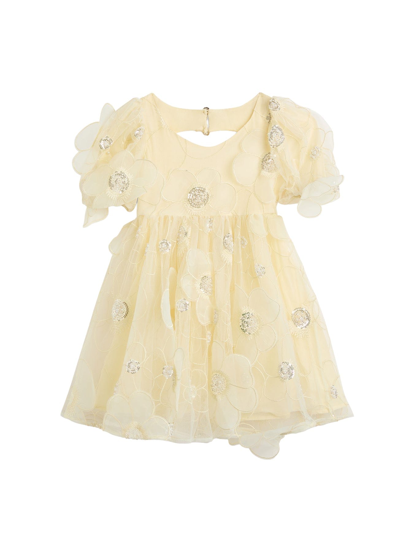 Bardot Junior Kids' Jamie Flower Heart Mini Dress Yellow