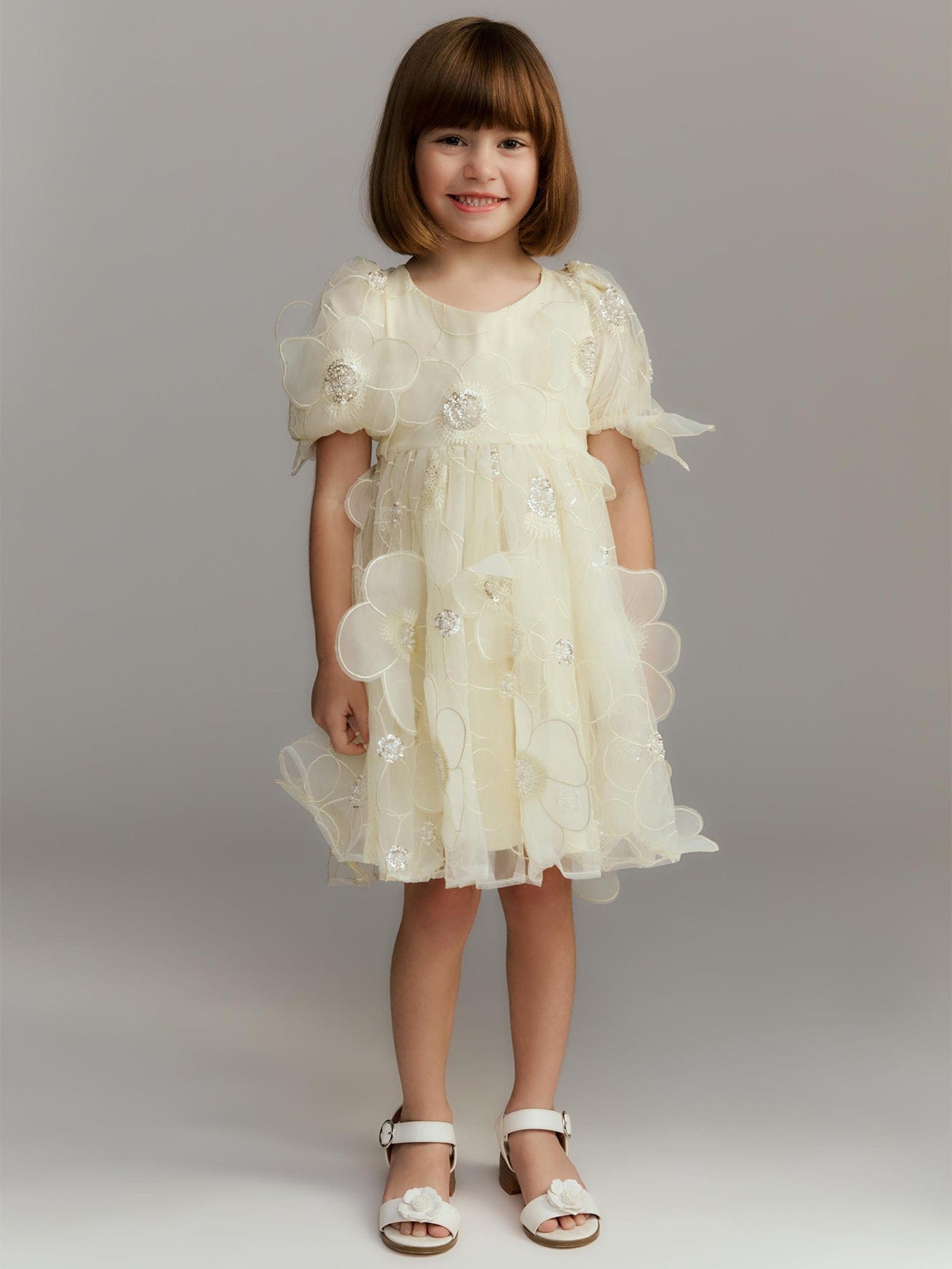 Bardot Junior Kids' Jamie Flower Heart Mini Dress Yellow