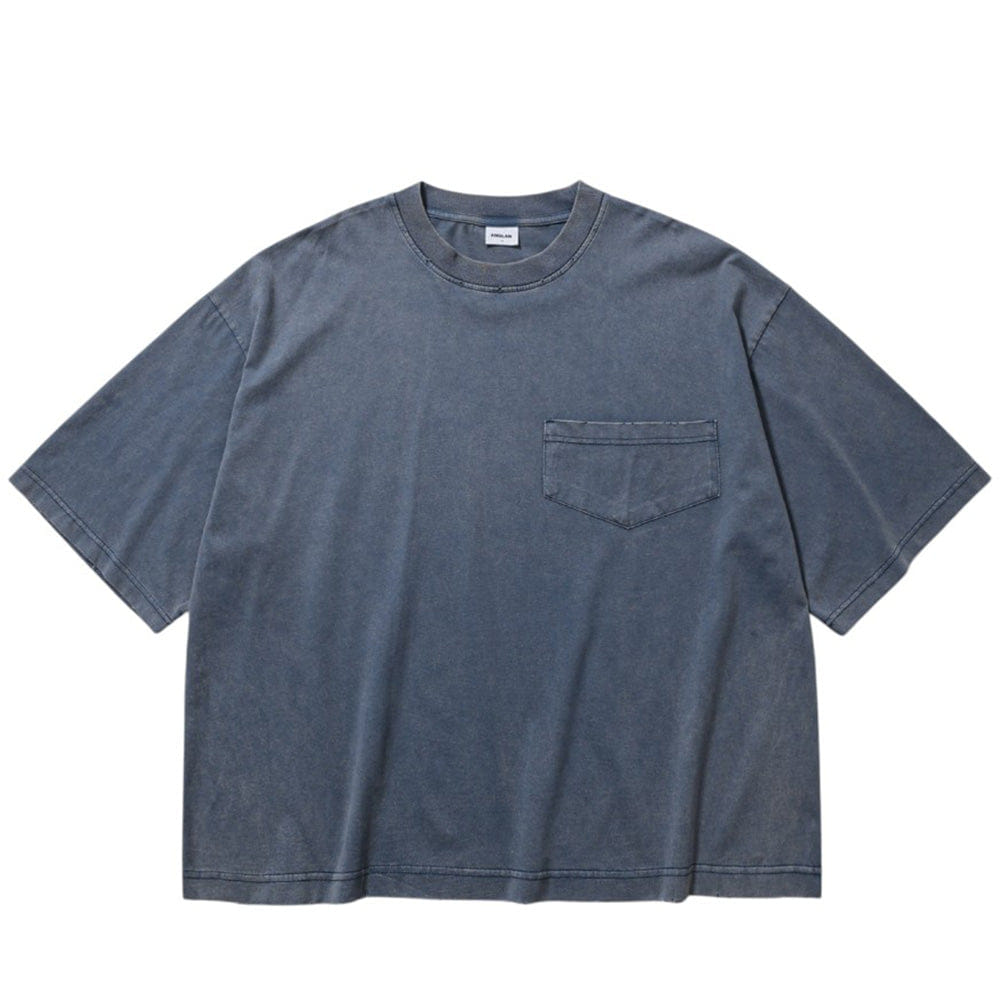 Anglan Washed Wide Pocket Crop T-Shirt