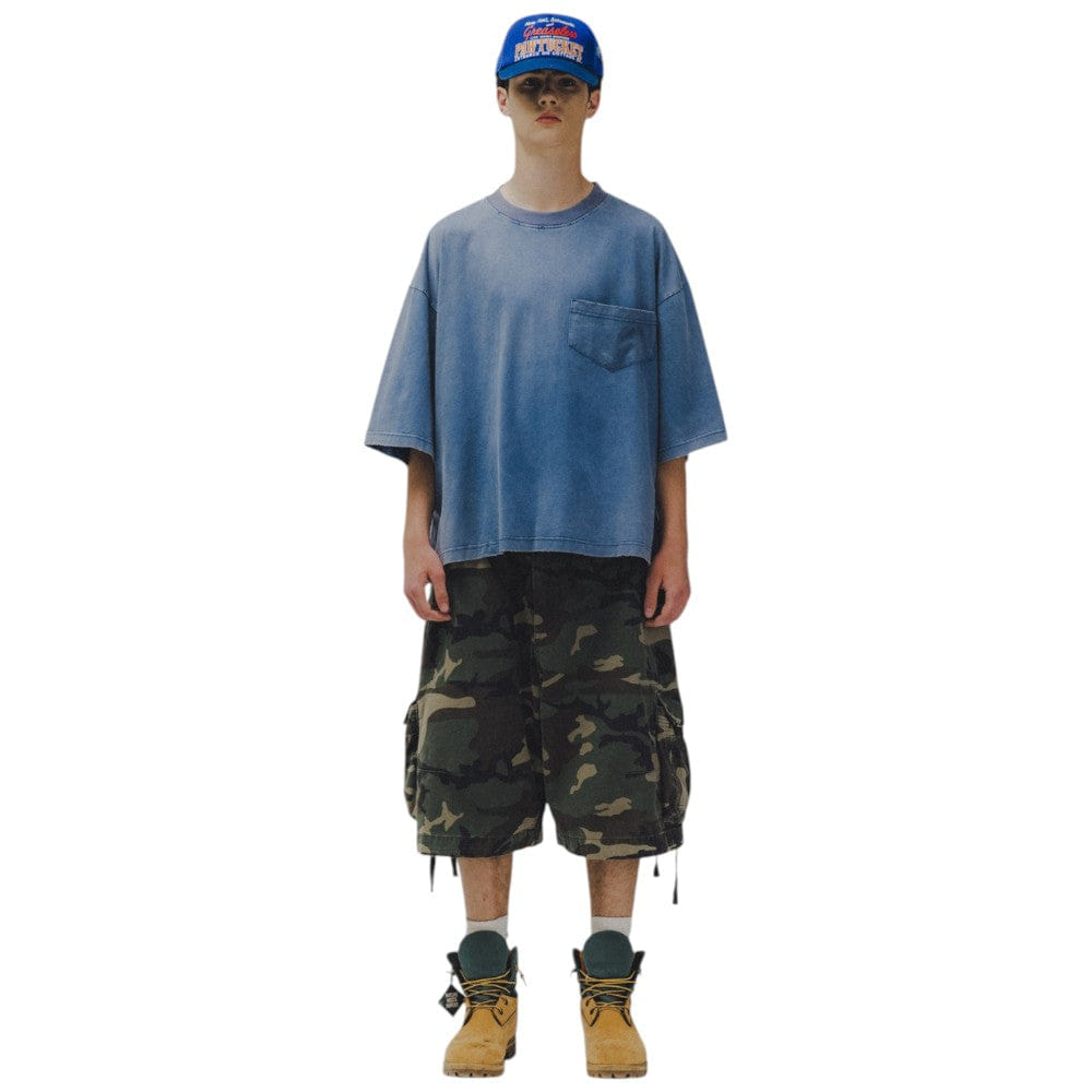 Anglan Washed Wide Pocket Crop T-Shirt