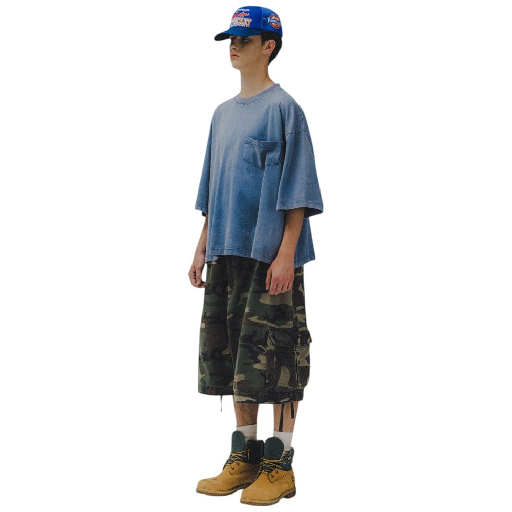 Anglan Washed Wide Pocket Crop T-Shirt