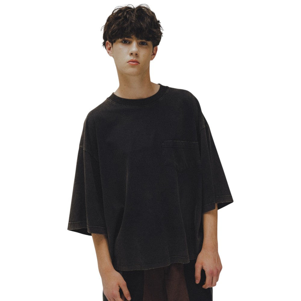 Anglan Wide Pocket Washed Crop T-Shirt