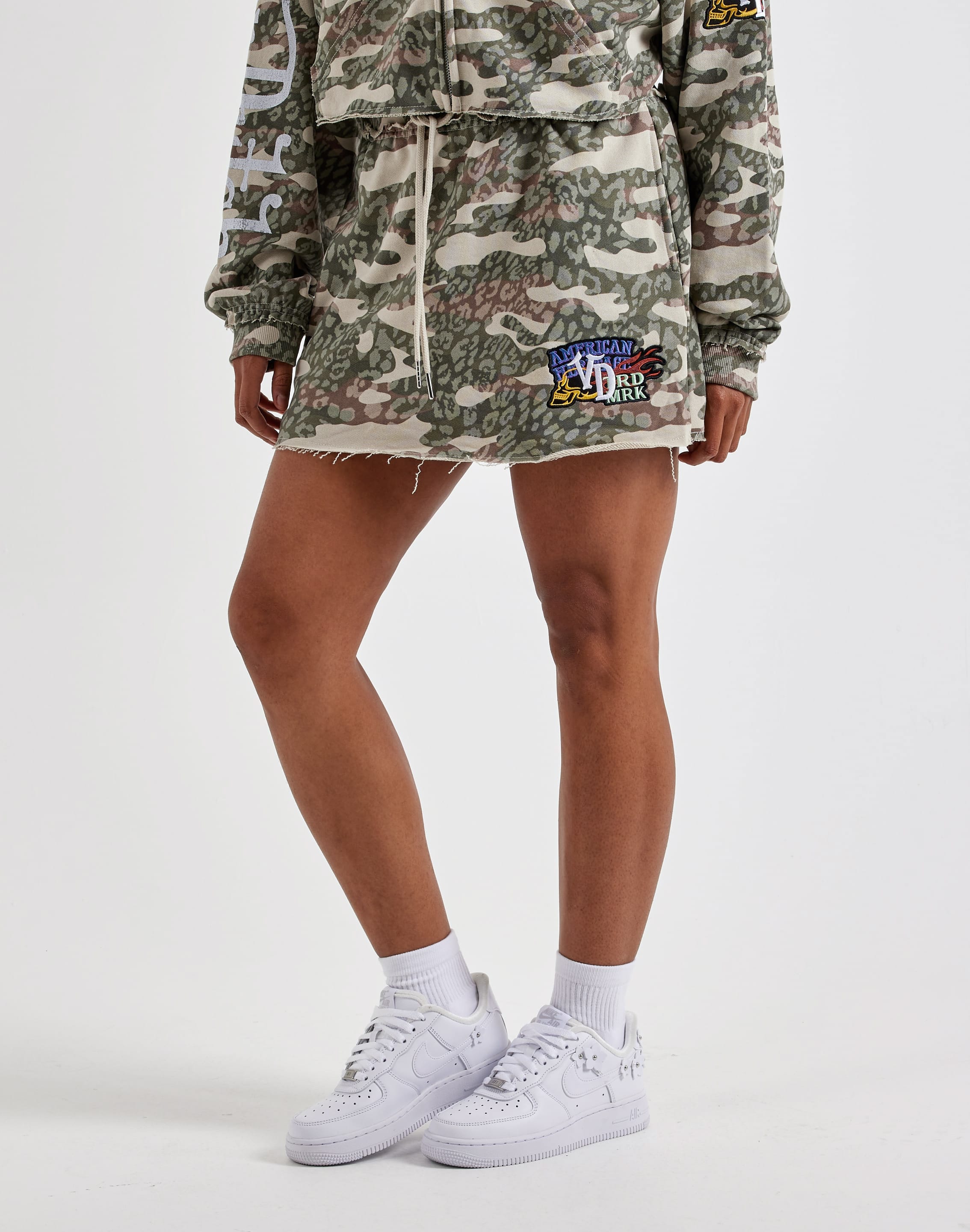 Von Dutch Raw Edge Fleece Mini Skirt